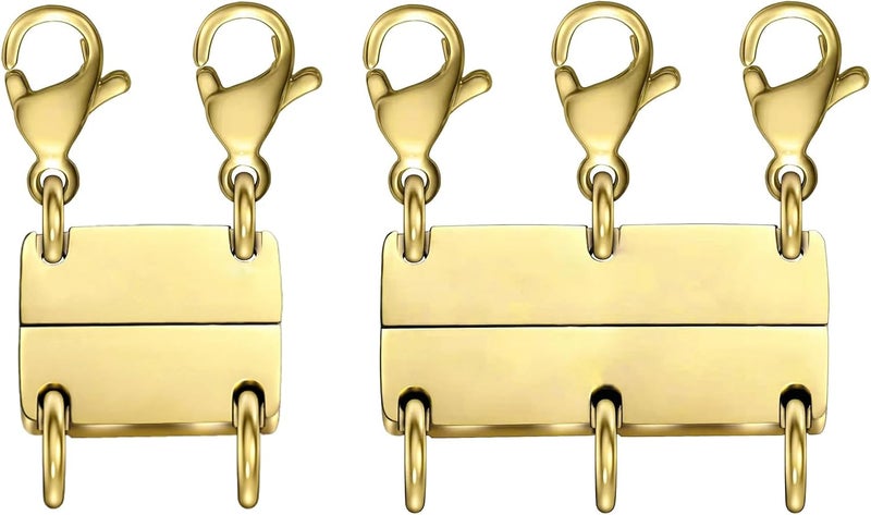 MKCYD Multi Necklace Layering Clasp Strong Magnetic Clasps, Gold and Silver Necklace Separator for Layering, Multiple Jewelry Closures for Layered Look - Image 1